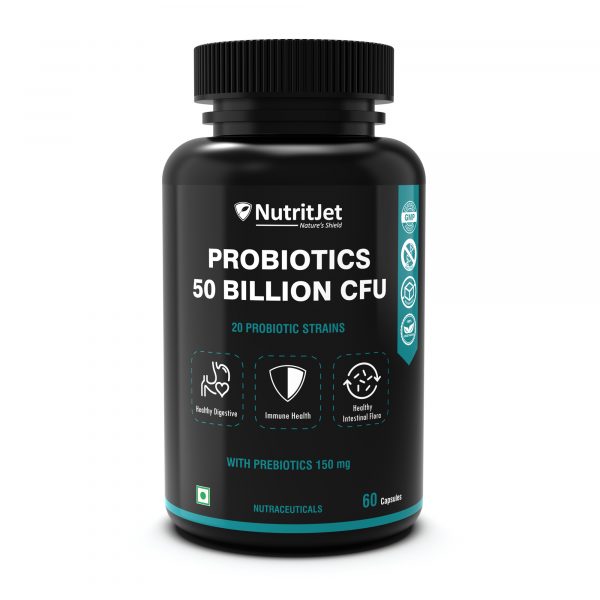 NutritJet Probiotic Supplement 50 Billion CFU With 20 Strains Helps Support Digestive - 60 Veg Capsules